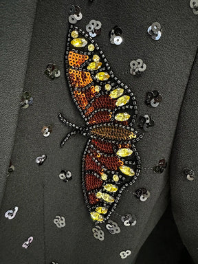 Conjunto Elegante: Blazer com Aplicação 3D e Calça Pantalona