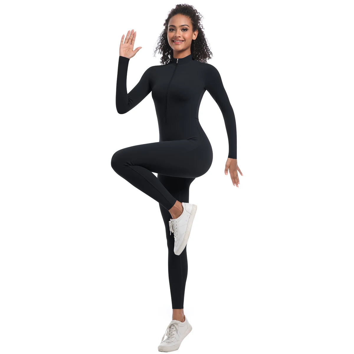 Macacão Fitness Feminino com Zíper Frontal – Modelagem Anatômica e Performance Elegante