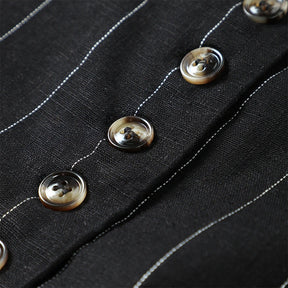 Conjunto Listrado - Colete e Mini Saia, Sem Mangas, Casual Elegante
