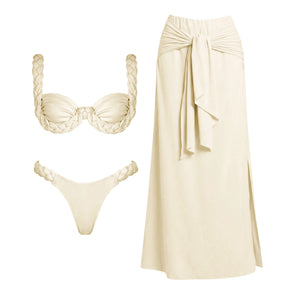 Conjunto Biquíni com Saída de Praia em Trama para Verão e Resort