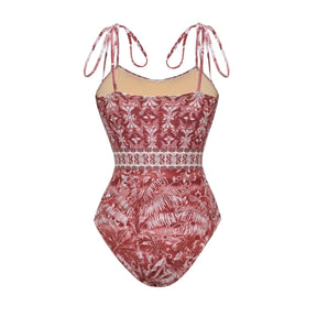 Conjunto  Maiô Estampado com Franja e Efeito Modelador