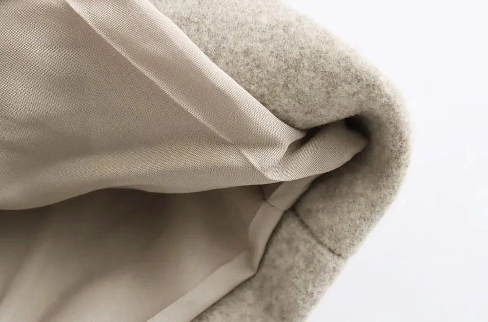 Sobretudo Lã Batida - Elegante com bolsos