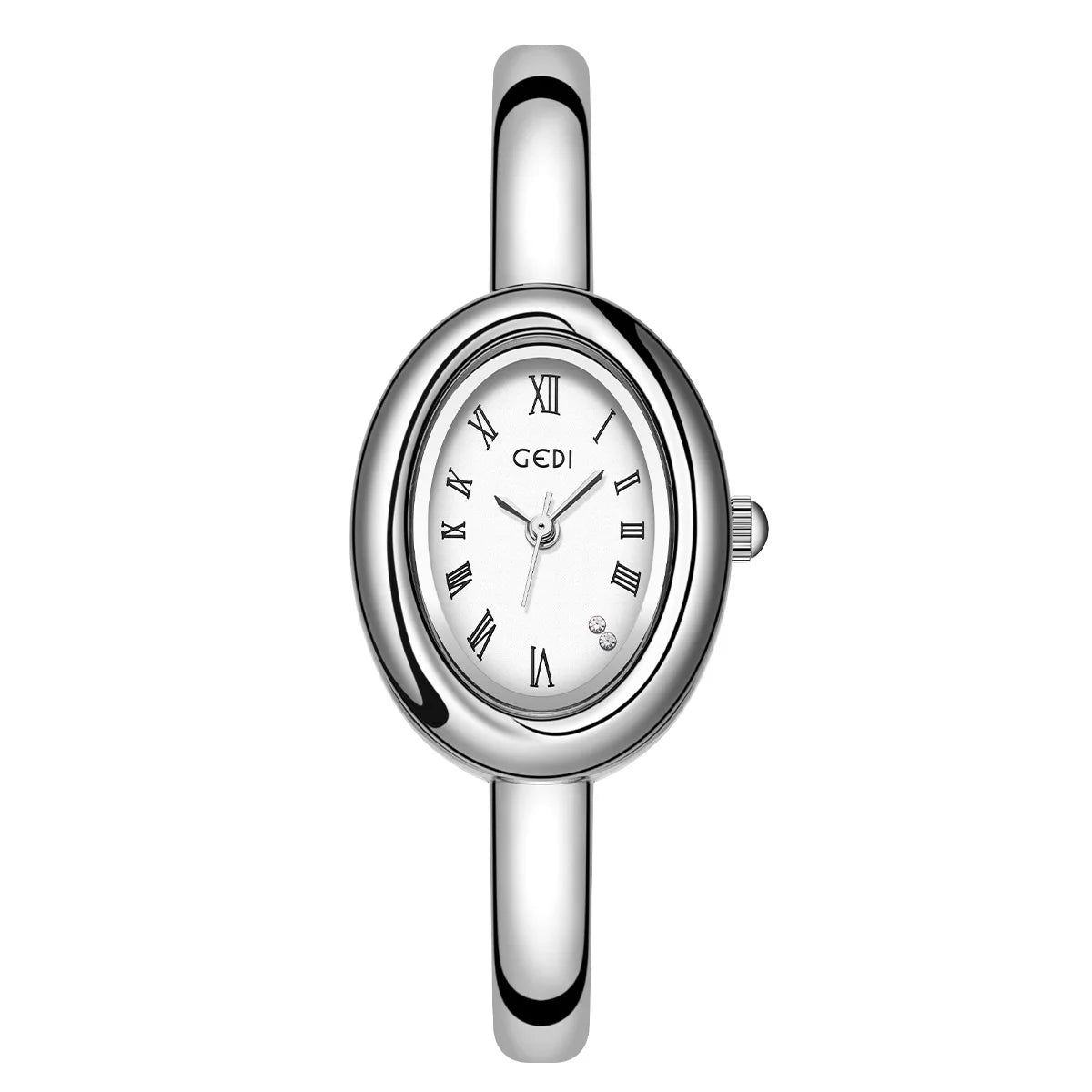 Relógio Feminino Bracelete – Estilo Luxo, Quartzo, Mostrador Oval Dourado/Prateado com Detalhes em Diamante, Fashion e Elegante