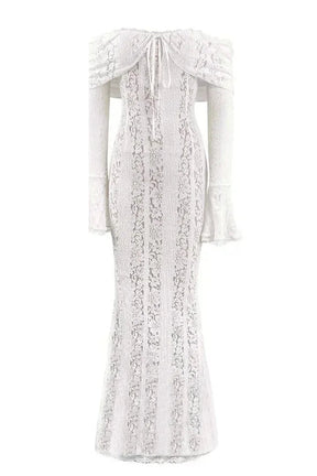 Vestido Longo Ombro a Ombro com Renda — Elegância Atemporal