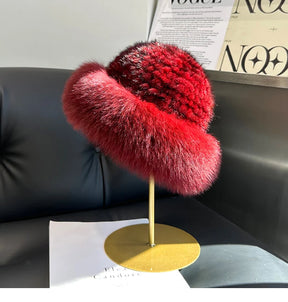 Gorro Feminino de Luxo em Pele Natural Tricotada – Acabamento Artesanal