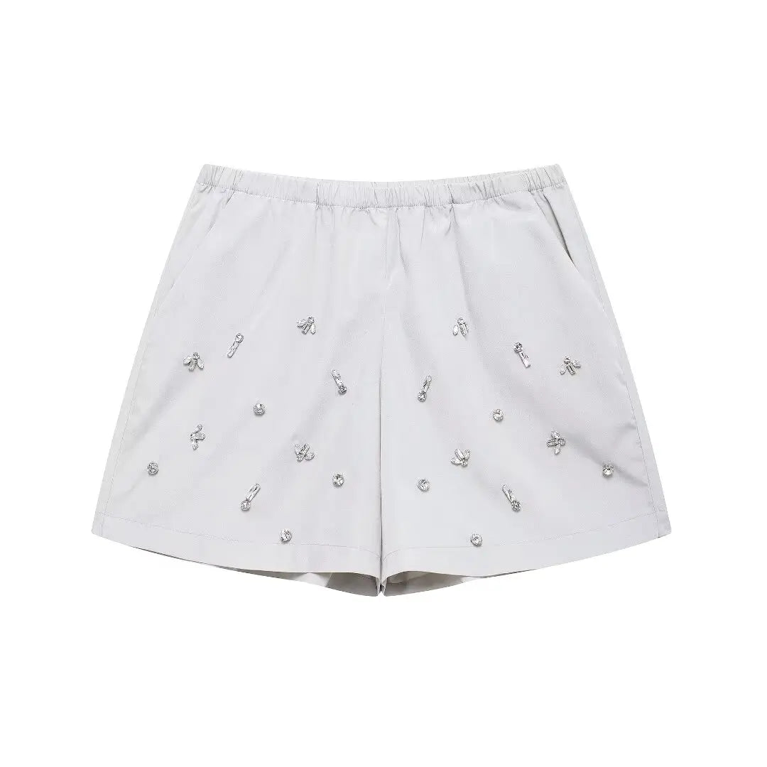 Conjunto Bordado com cristais - shorts e camisa