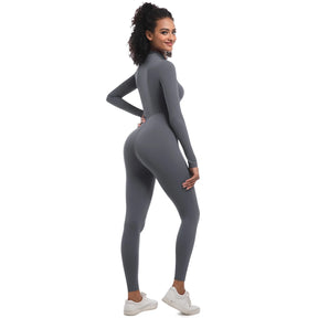 Macacão Fitness Feminino com Zíper Frontal – Modelagem Anatômica e Performance Elegante