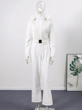 Macacão Feminino Elegante, Proteção Impermeável e Design de Inverno