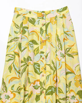 Conjunto Floral com Top Cropped e Saia Evase – Duas Peças Elegantes