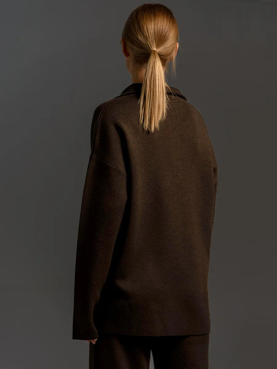 Conjunto Tricot – Suéter de Gola Alta e Calça Wide Leg em Malha Premium