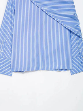 Camisa Casual Listrada com Lenço Integrado