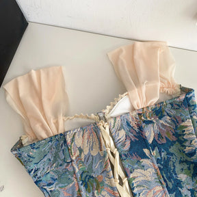 Top de Alças Estampado com Detalhes em Renda