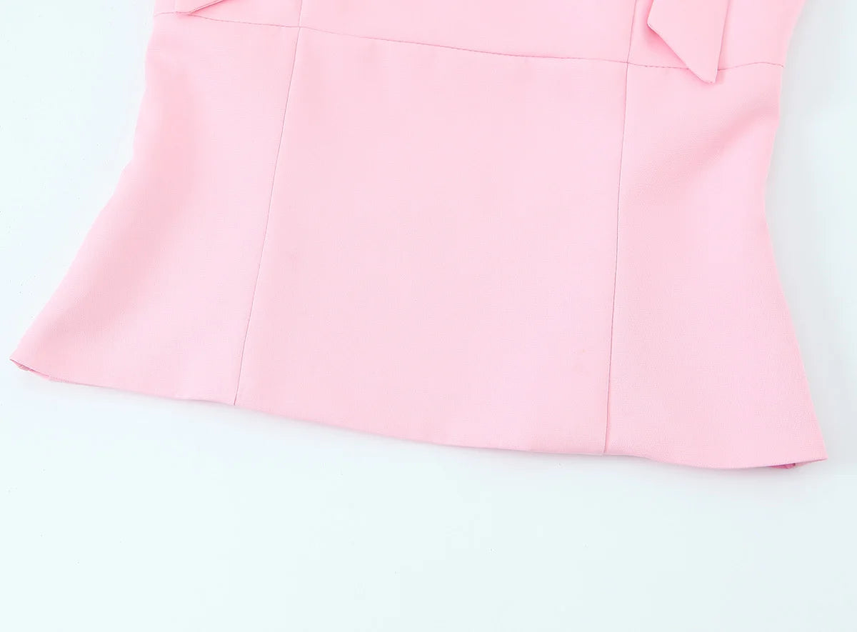 Colete Decote Quadrado com Laço, Modelagem Ajustada e Top Interno