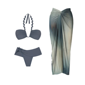 Conjunto Biquíni com Saia Longa Listrada