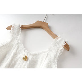 Vestido tweed tecido de luxo qualidade