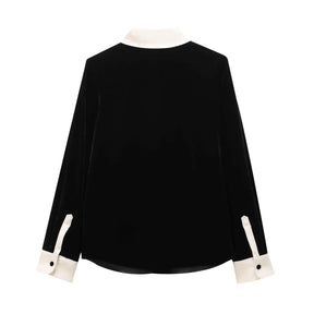 Conjunto em Veludo com Camisa de Manga Longa e Calça – Design Elegante com Detalhes Laterais
