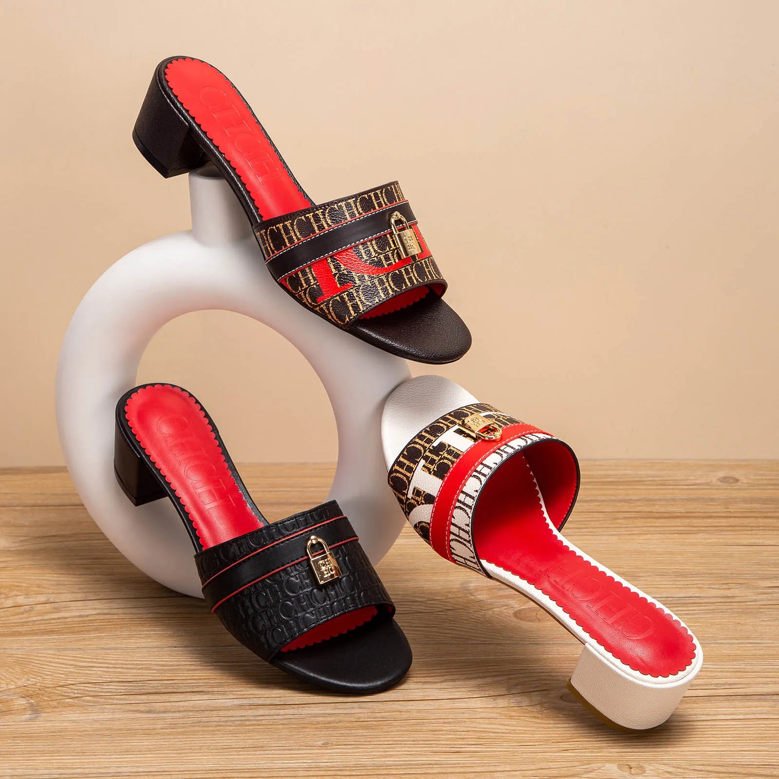 Sandálias CHCH – Salto Baixo 5cm, Bloco Grosso, Confortáveis, Slip-On, Casual e Elegantes