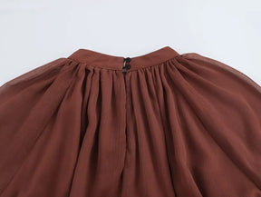 Vestido Elegante com Babados – Manga Longa, Alças Ajustáveis e Bainha Irregular