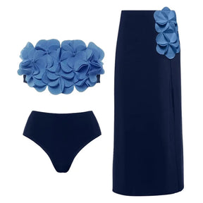 Conjunto de Biquíni Floral e Brilho Acetinado