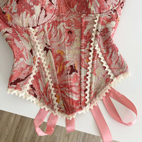 Top de Alças Estampado com Detalhes em Renda