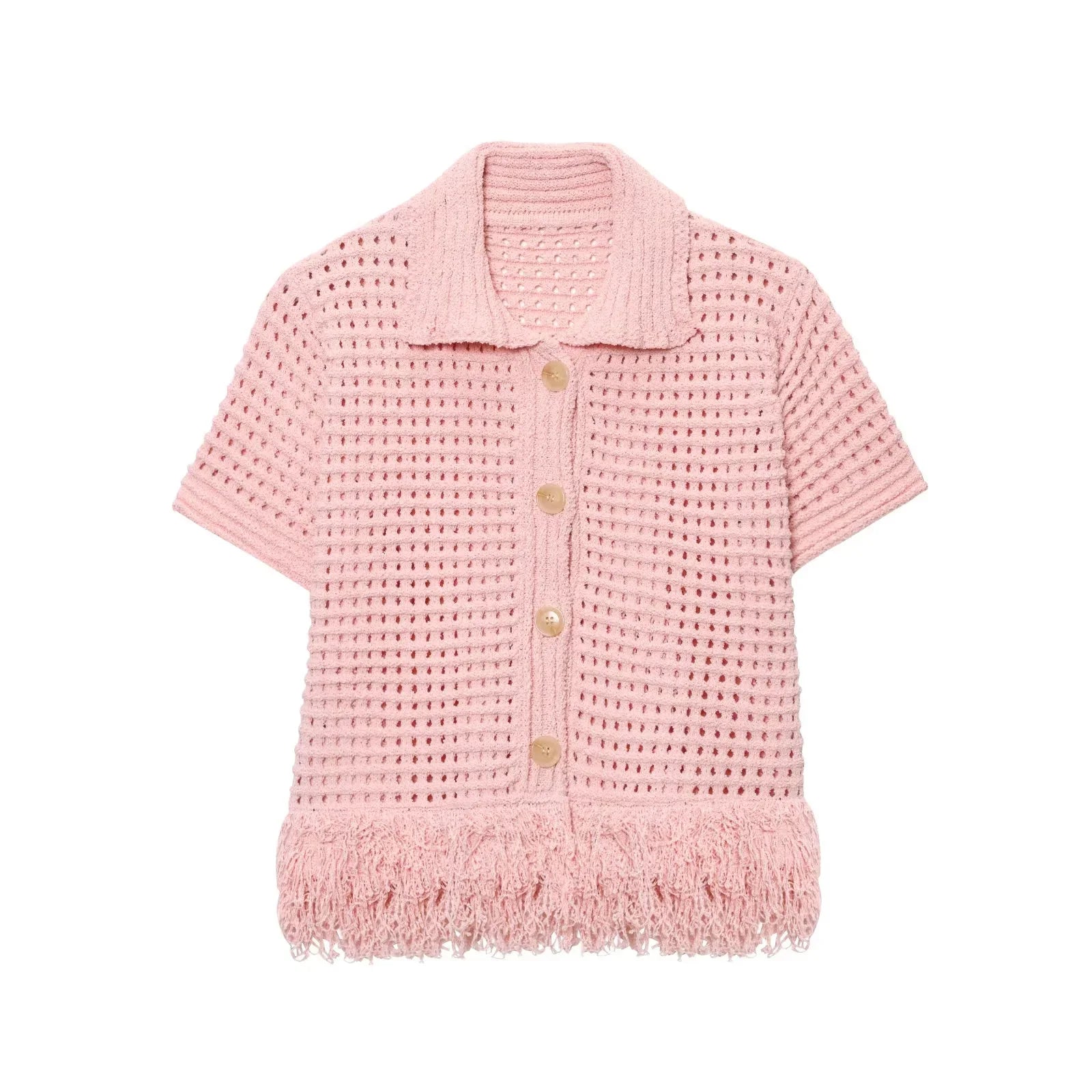 Conjunto em Tricô Vazado – Saia Mini + Camisa