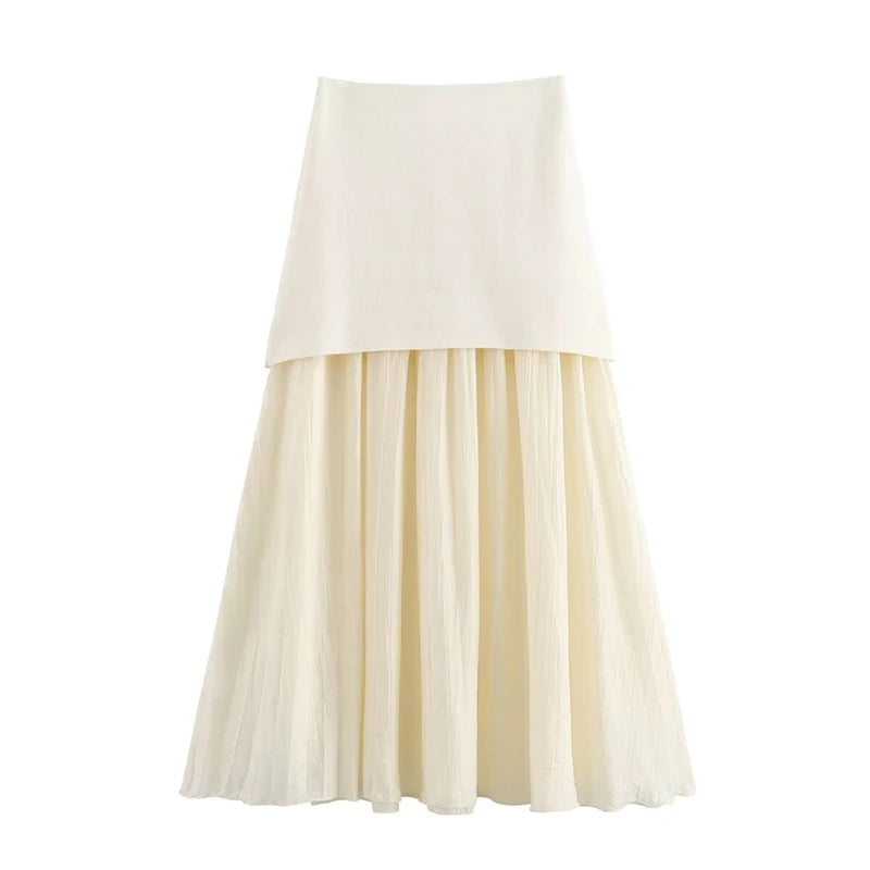 Conjunto Saia Midi Plissada e Colete Regata - Estilo Vintage