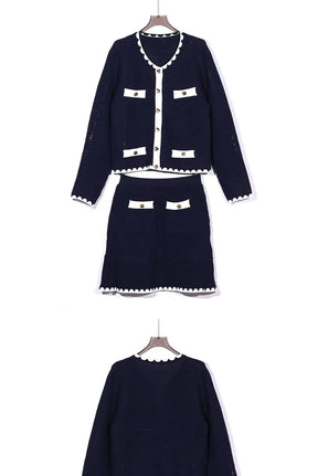 Conjunto Modal Cardigan e Mini Saia - Estilo Retrô Luxuoso