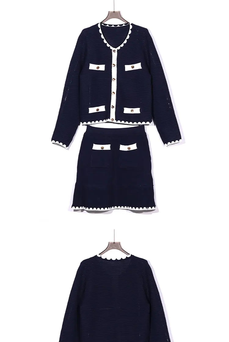 Conjunto Modal Cardigan e Mini Saia - Estilo Retrô Luxuoso