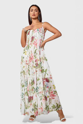 Vestido Longo com Estampa Florida – Elegância Atemporal para Primavera e Verão