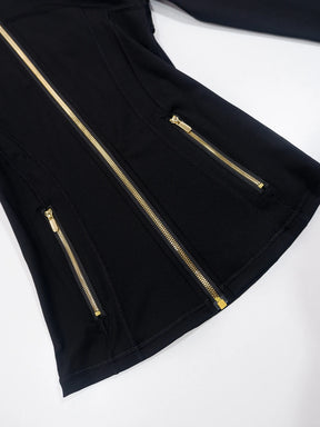 Conjunto Esportivo Feminino com Zíper Dourado e Calça Modeladora