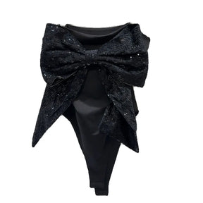 Body com Grande Laço Frontal de Lantejoulas