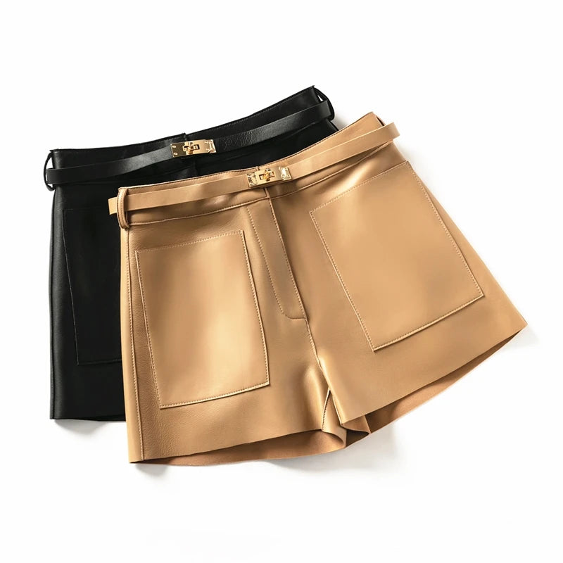 Shorts Couro Legitimo - Com Cinto