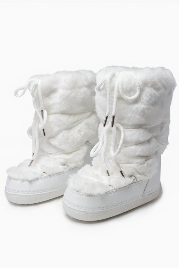 Botas de Neve com Peles Sintéticas – Plataforma Elegante e Conforto Aveludado