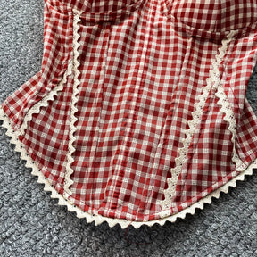 Top de Alças Estampado com Detalhes em Renda