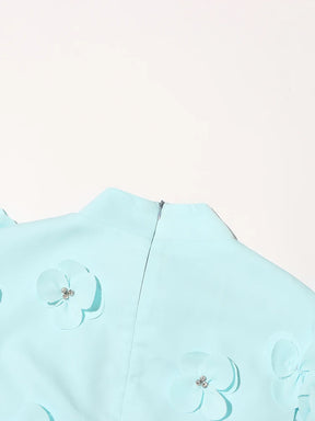 Vestido Bordado Aplicação Flores Alfaiataria