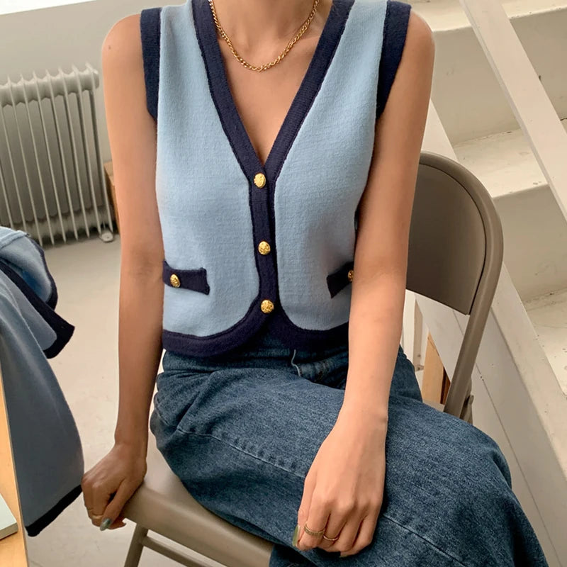 Conjunto Cardigan e Regata tricô