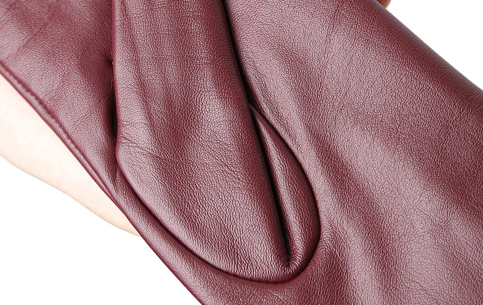 Luvas Femininas em Couro de Ovelha com Forro Aveludado e Toque para Tela – Elegância de Inverno