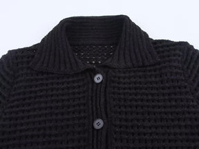 Conjunto em Tricô Vazado – Saia Mini + Camisa
