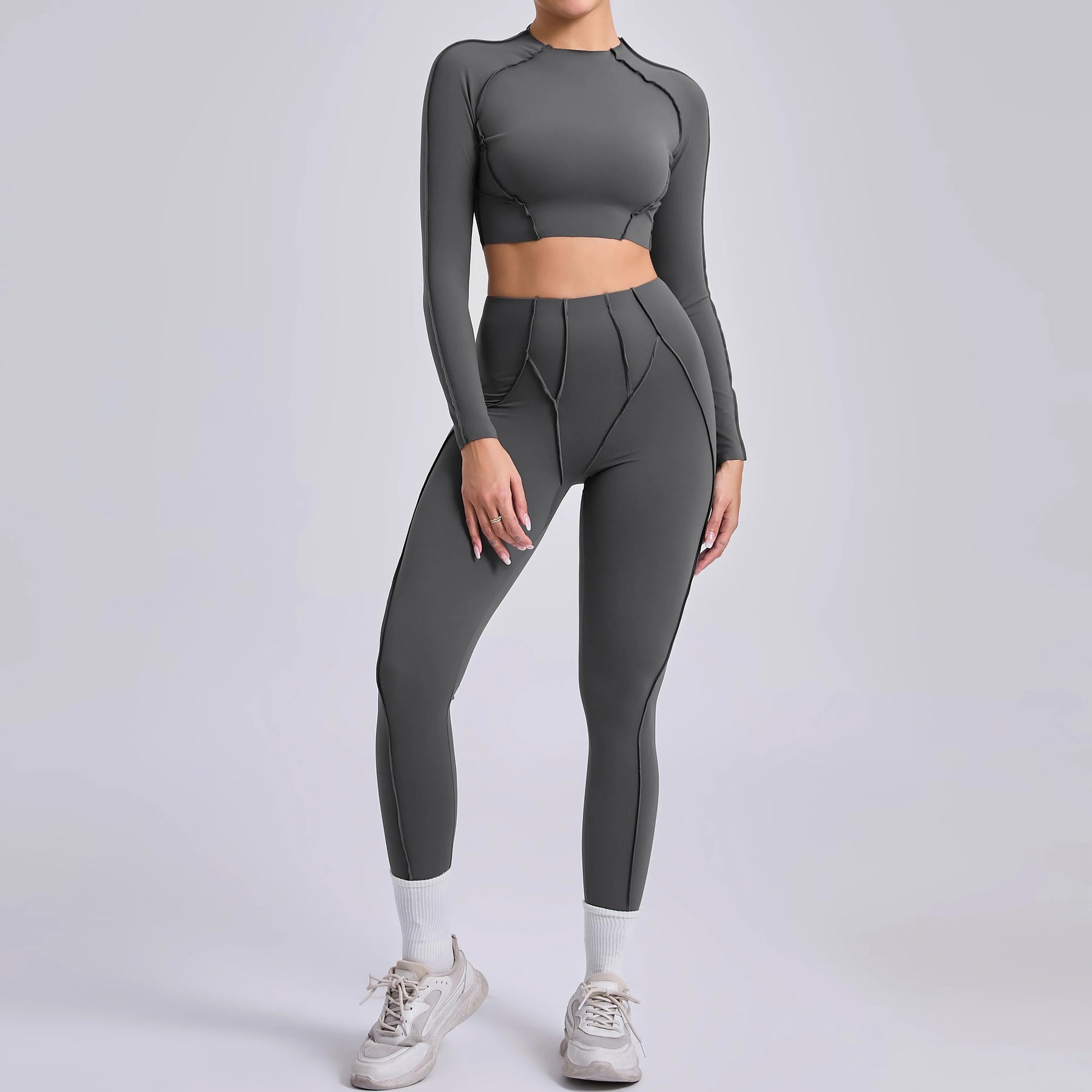 Conjunto Fitness Feminino  – Legging + Blusa Manga Longa | Conforto, Elasticidade e Performance