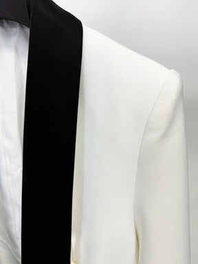 Blazer de Alfaiataria Escultural Bicolor com Gola Xale