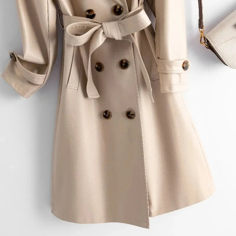 Trench Coat Couro de Cabra(Pelica)– Cintura Marcada e Caimento Sofisticado