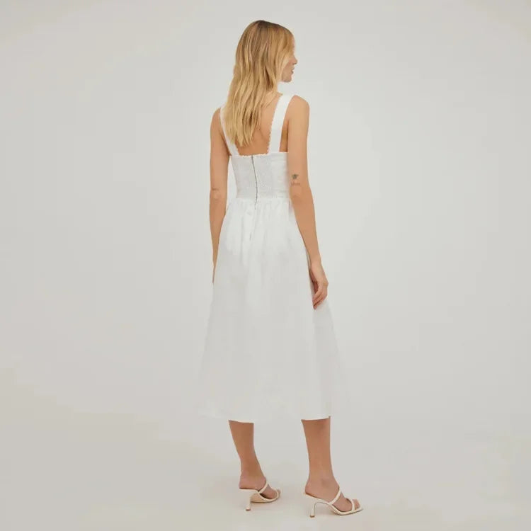 Vestido Elegante de Verão com Decote Quadrado - Leveza e Sofisticação