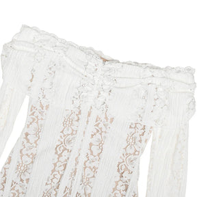 Vestido Longo Ombro a Ombro com Renda — Elegância Atemporal