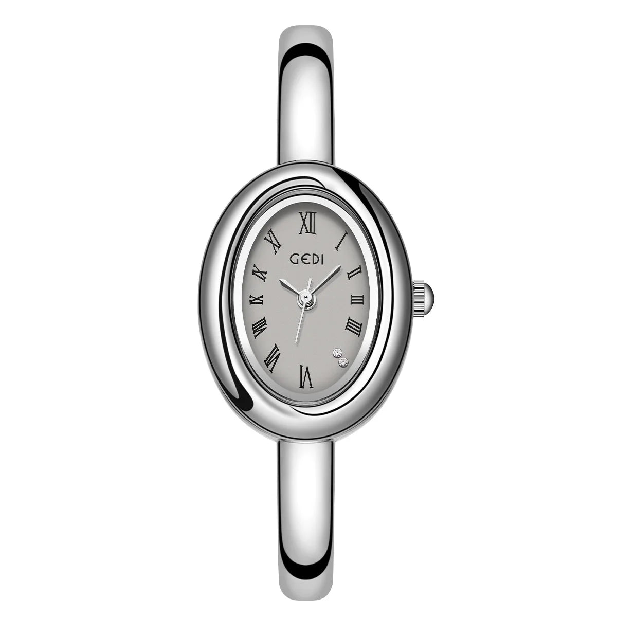 Relógio Feminino Bracelete – Estilo Luxo, Quartzo, Mostrador Oval Dourado/Prateado com Detalhes em Diamante, Fashion e Elegante