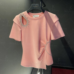 T-shirt Bordada Con detalhes - algodão