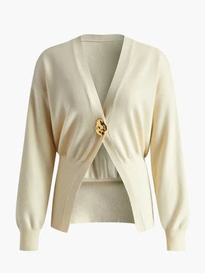 Cardigan Feminino em Tricô com Decote V – Elegância e Conforto
