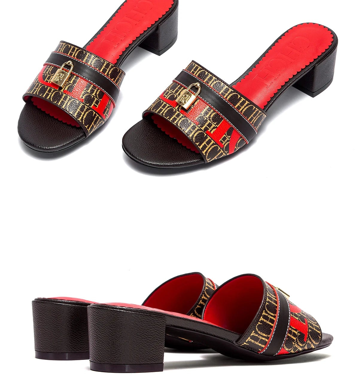 Sandálias CHCH – Salto Baixo 5cm, Bloco Grosso, Confortáveis, Slip-On, Casual e Elegantes