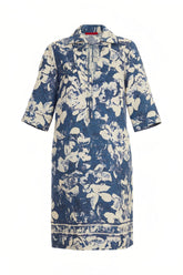 Vestido CHCH em Linha A com Estampa Atemporal e Decote em V Elegante