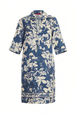 Vestido CHCH em Linha A com Estampa Atemporal e Decote em V Elegante