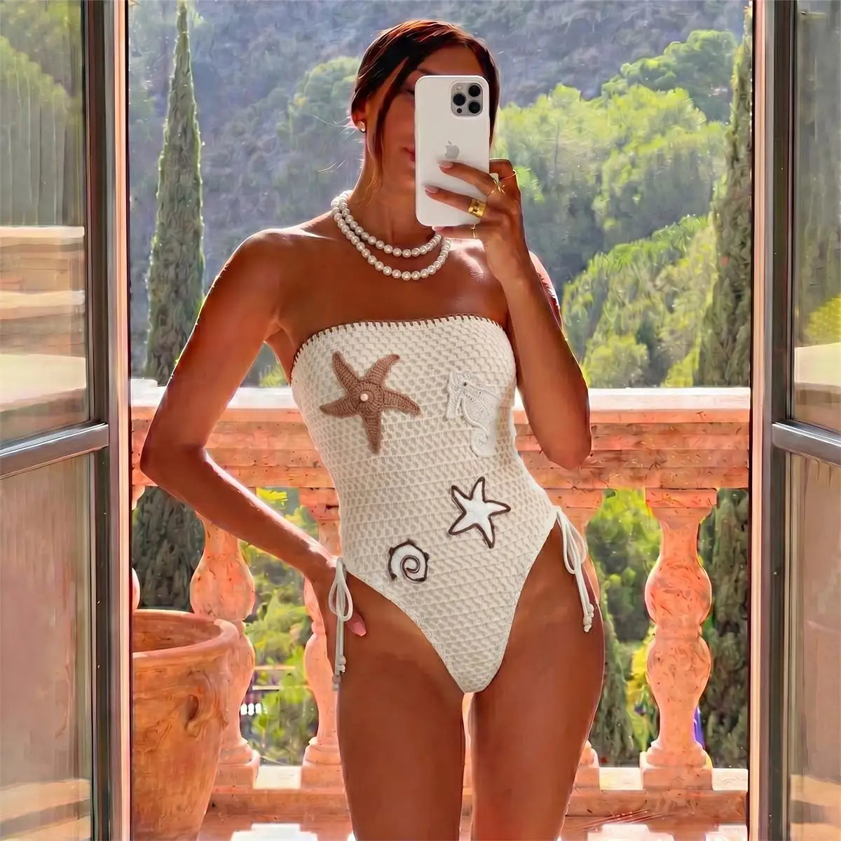 Conjunto Maiô em Crochê Artesanal com Estrutura Modeladora